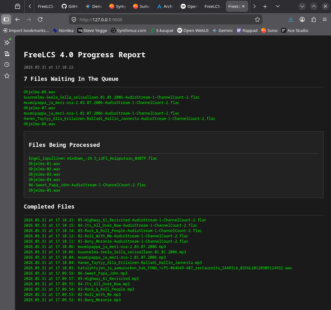 Example: FreeLCS Progress Report